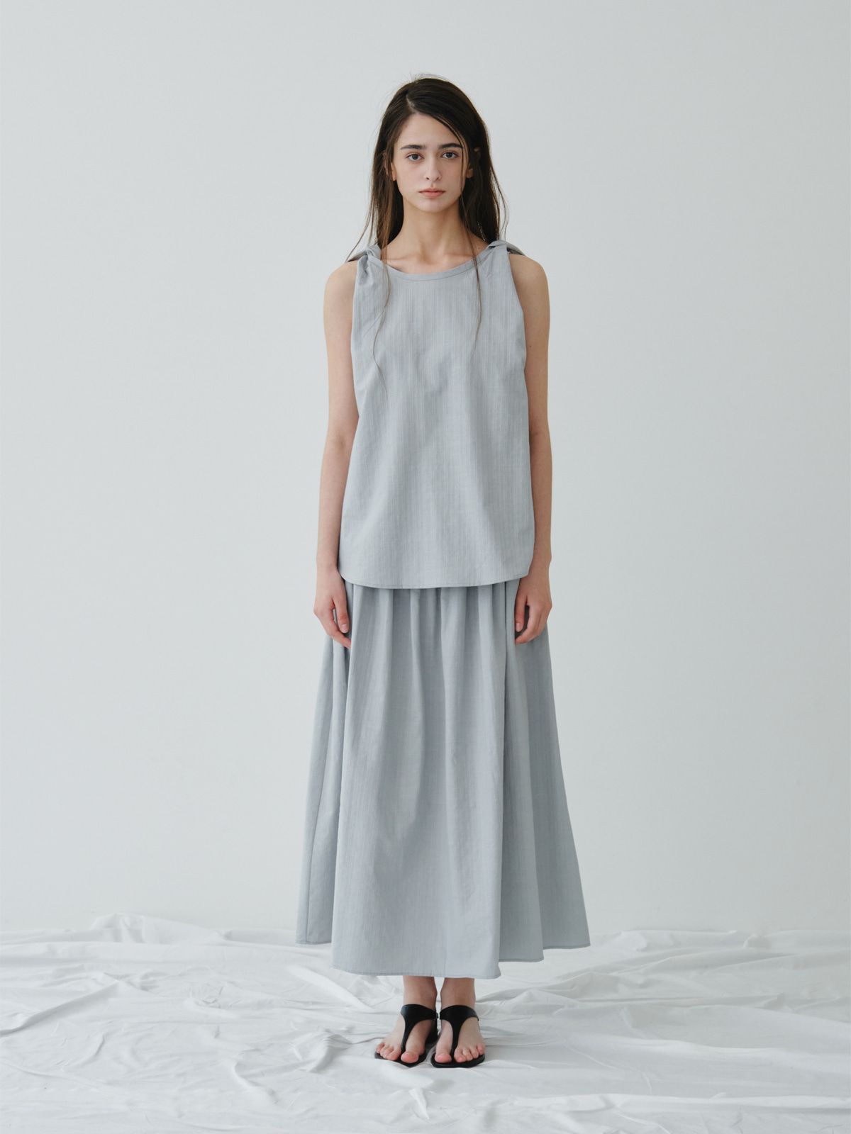 리플레인(REPLAIN) SMOCK BANDING GATHER SKIRT_LIGHT BLUE