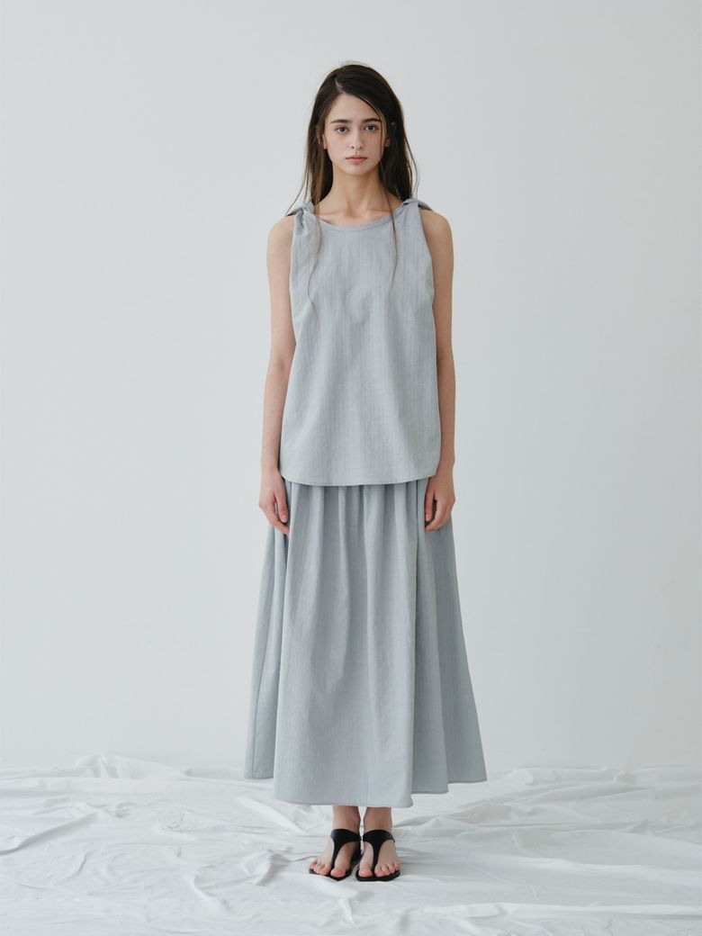SMOCK BANDING GATHER SKIRT_LIGHT BLUE