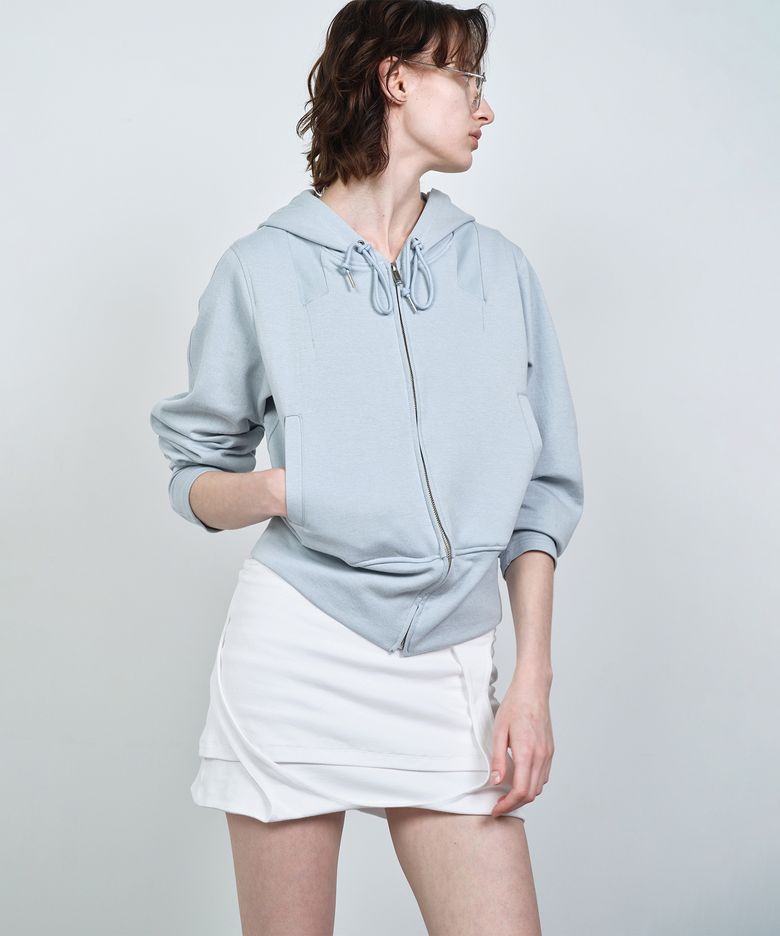 SEMI BALLOON HOODIE ZIP-UP LIGHT BLUE