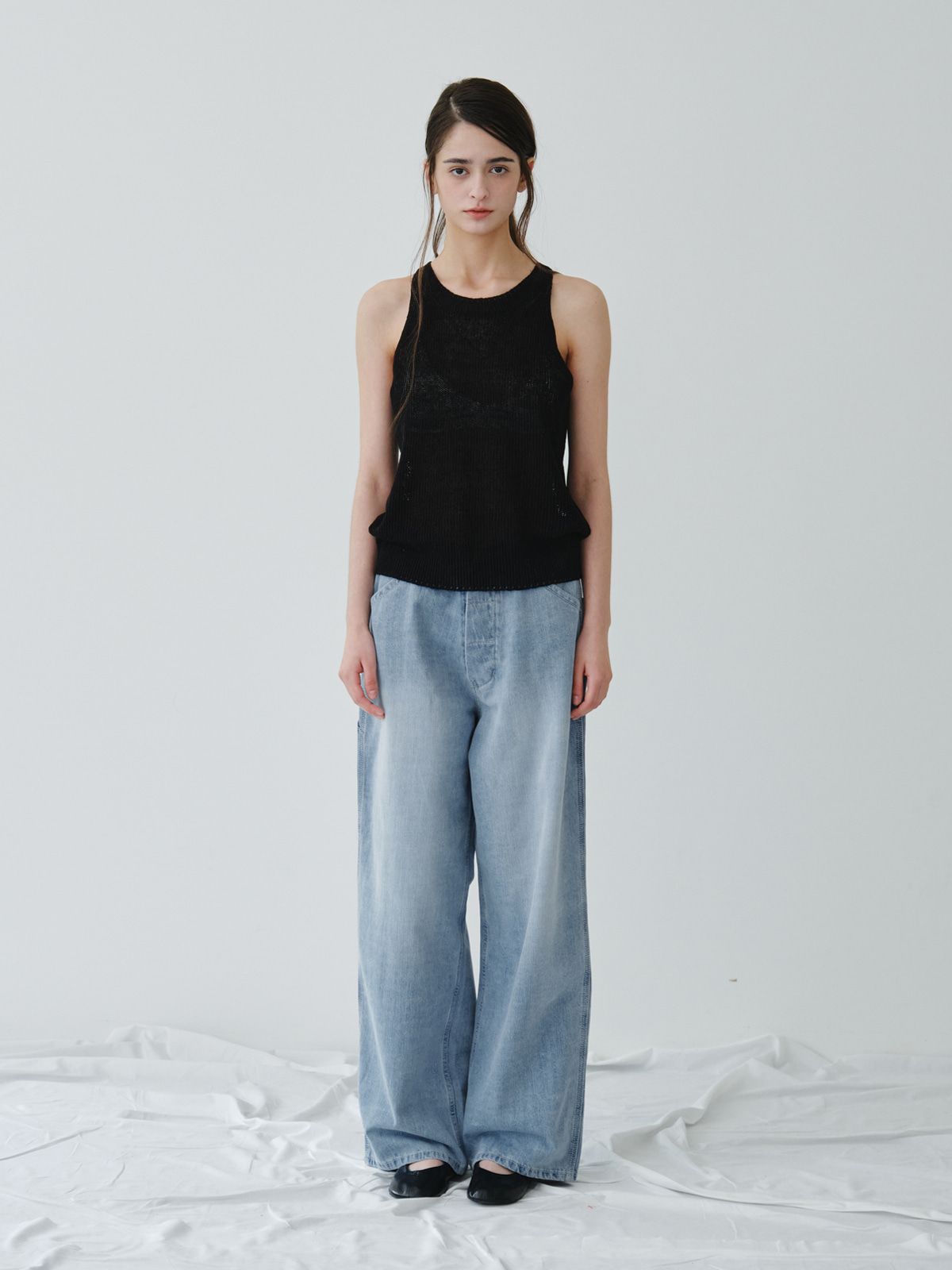 리플레인(REPLAIN) LINEN HALTER KNIT TOP_BLACK
