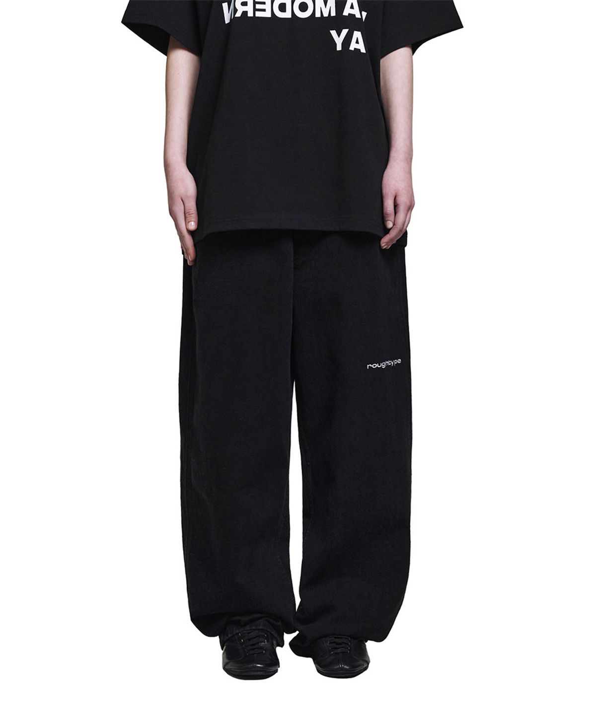 로타입(ROUGHTYPE) Washed Patch Denim - Black