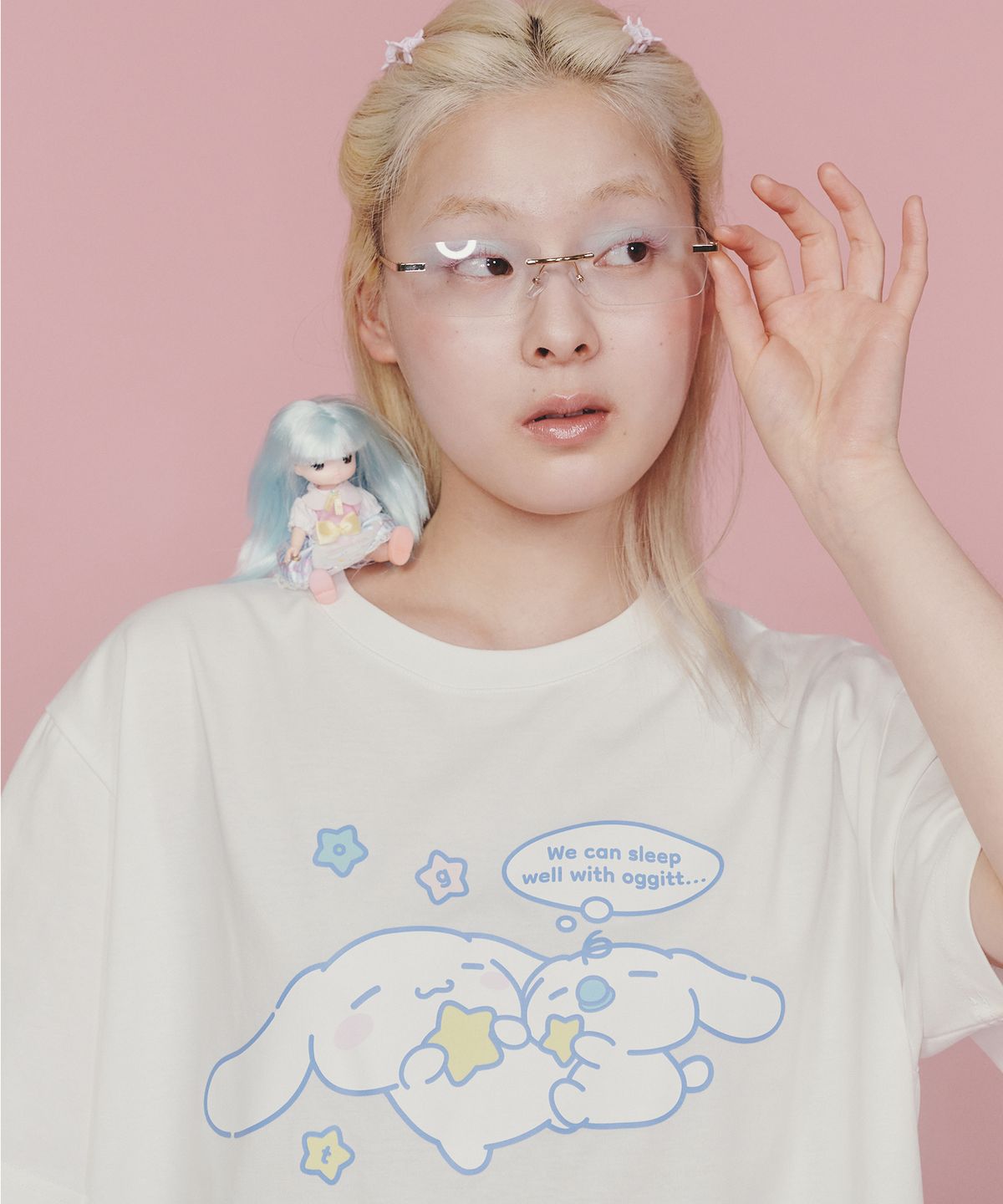 오끼뜨(OGGITT) (uni)시나모롤 굿나잇 티셔츠 화이트
