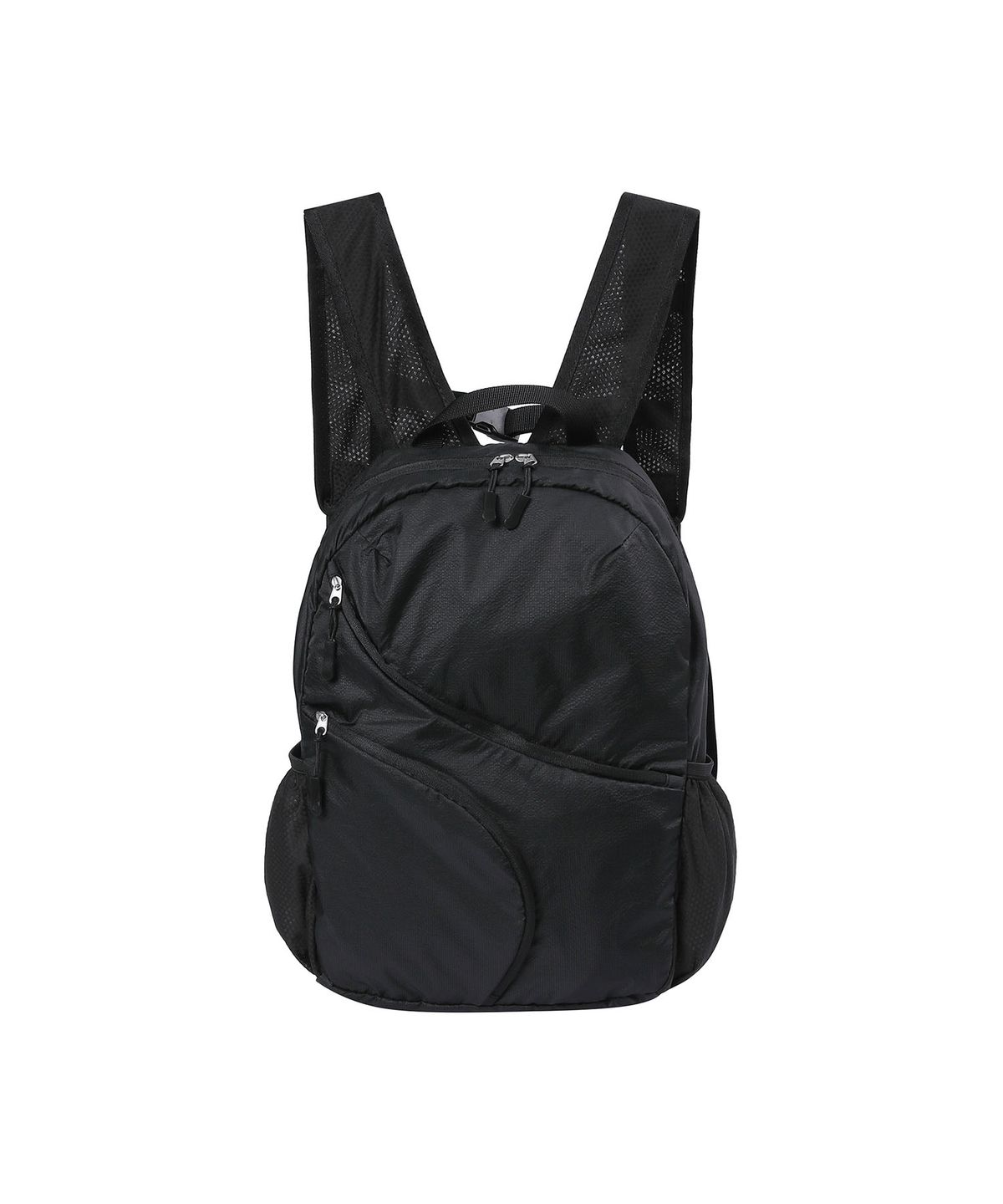 하나히(HANAHI) Double diagonal zipper backpack BLACK