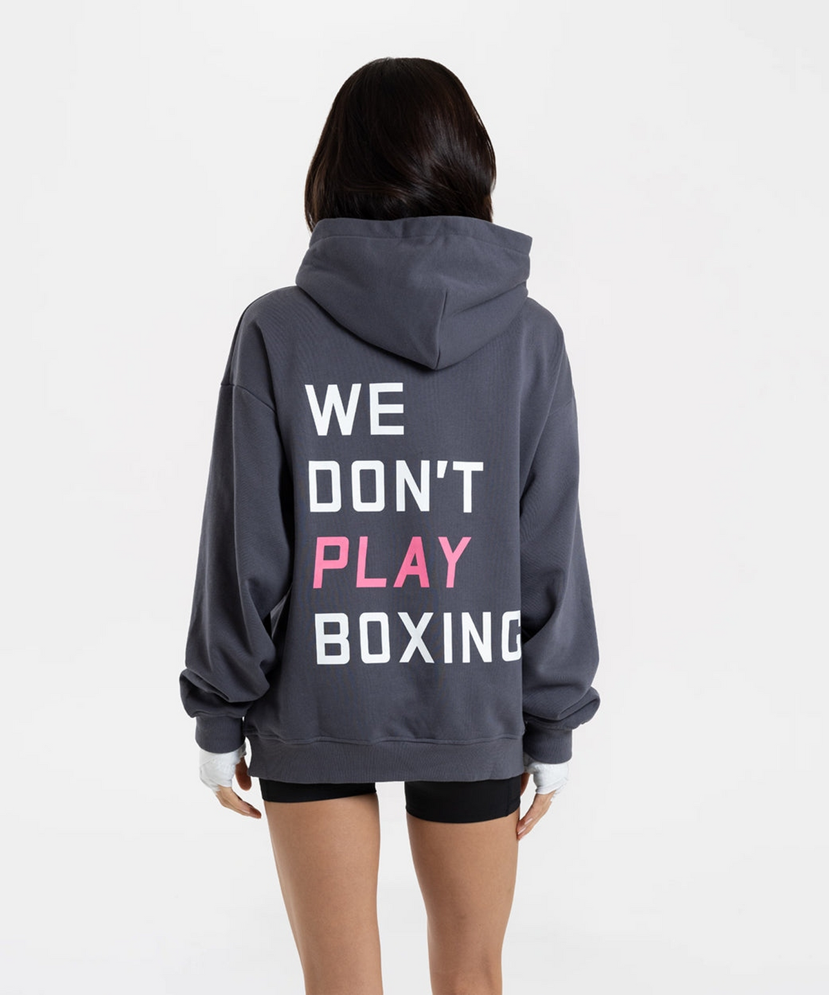 복스로(BOXRAW) We Dont Play Boxing 후디 - 여성 W BXRW-U-WDPBH-W [그레이/핑크]