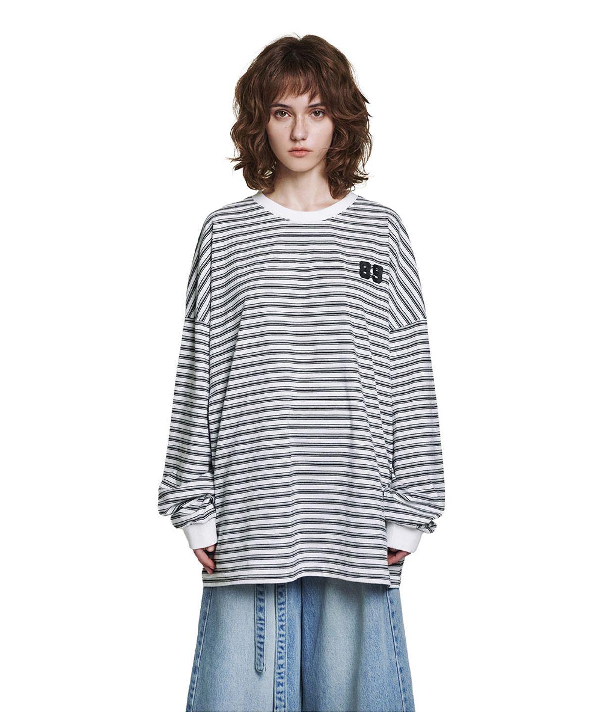 로타입(ROUGHTYPE) 89 Logo Stripe Long Sleeve - White