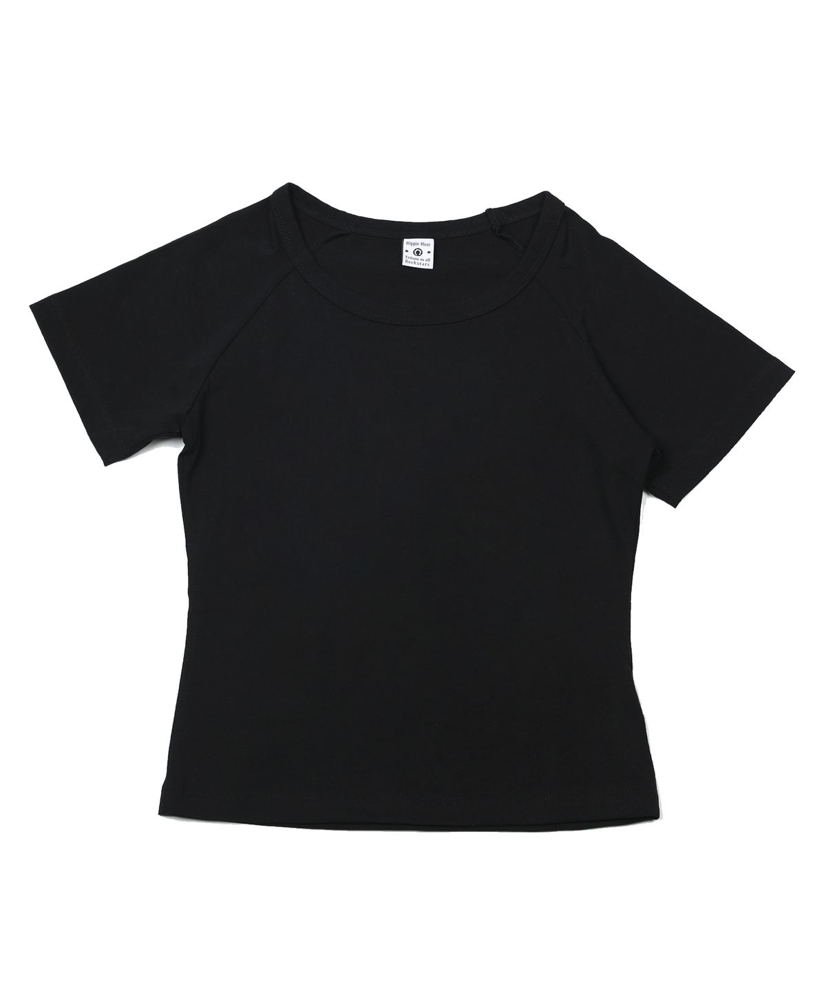 히피하우스(HIPPIE HAUS) Black Raglan Core essential curve t-shirt