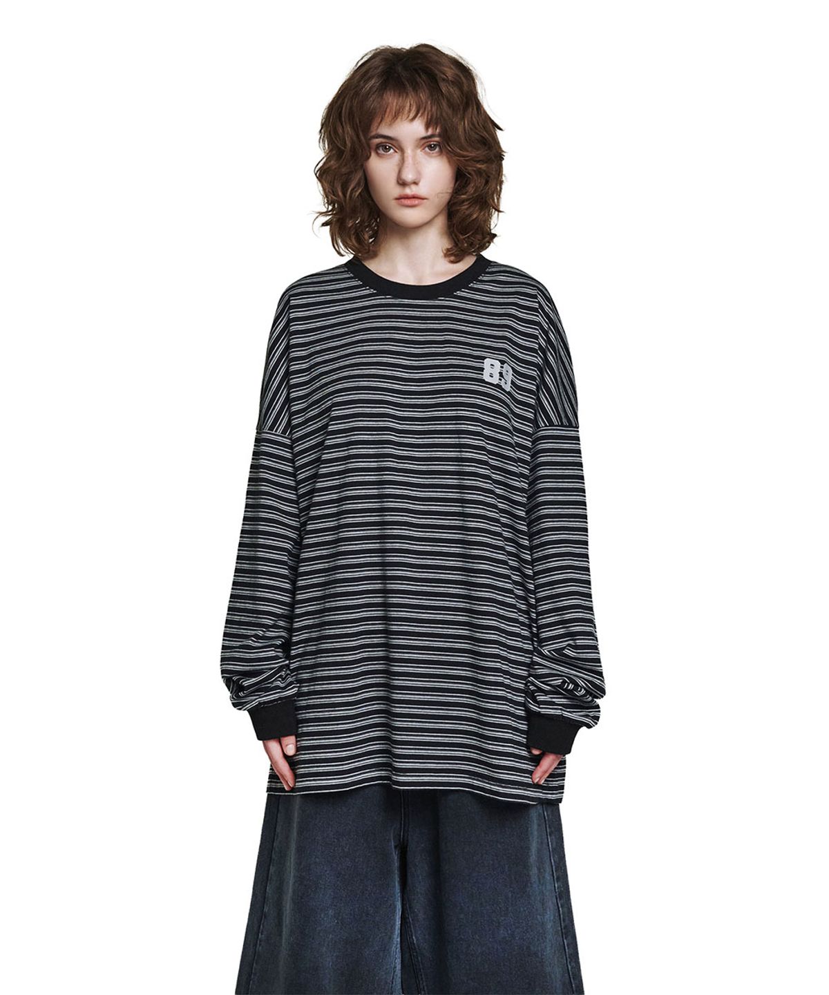 로타입(ROUGHTYPE) 89 Logo Stripe Long Sleeve - Black