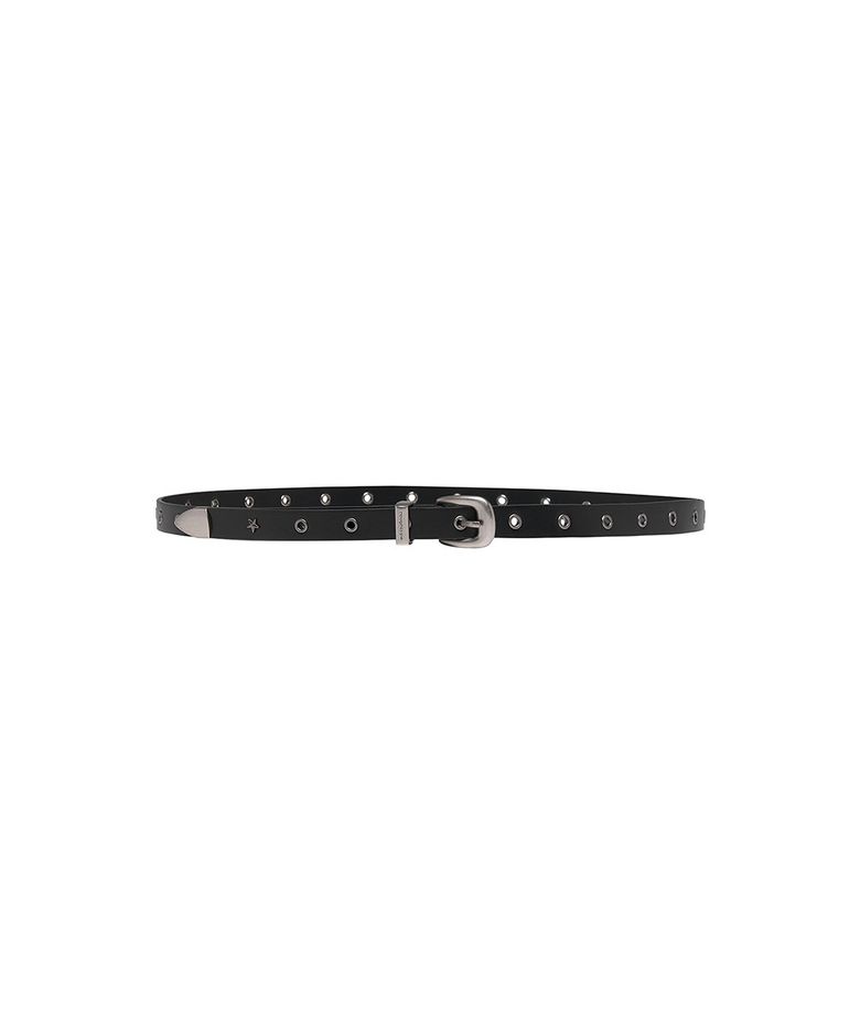 Star Point Leather Belt - Black