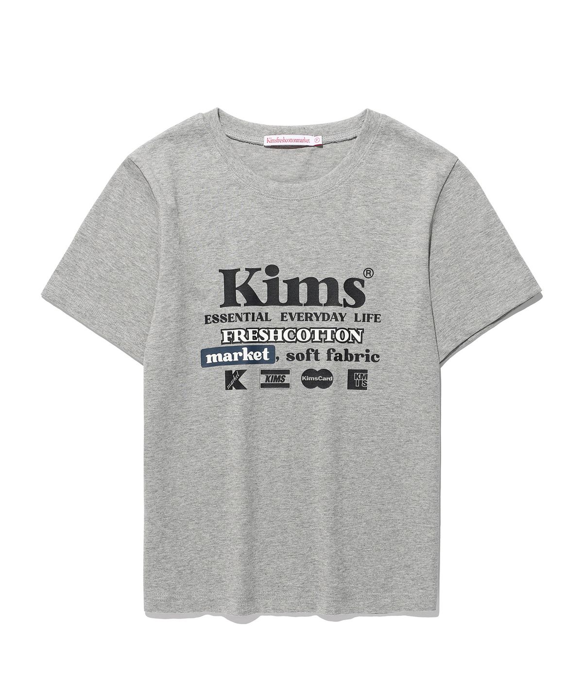 킴스 프레시 코튼 마켓(KIMS FRESH COTTON MARKET) 프리 서비스 로고 티셔츠 그레이