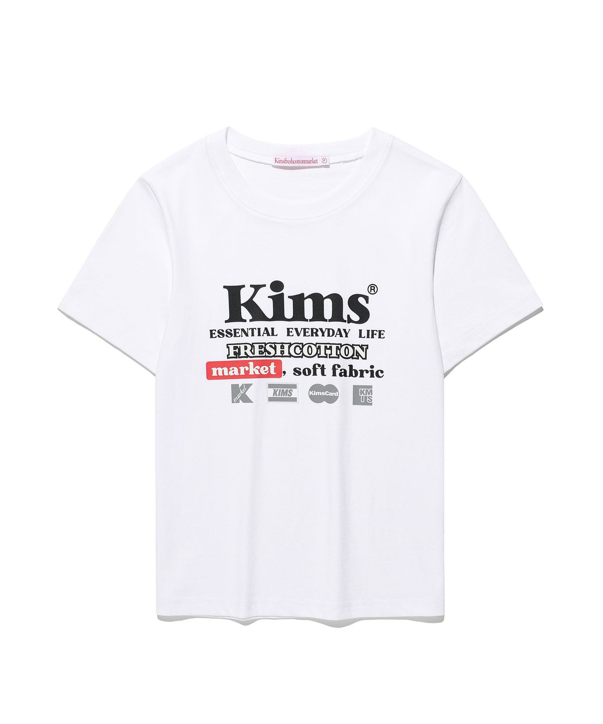 킴스 프레시 코튼 마켓(KIMS FRESH COTTON MARKET) 프리 서비스 로고 티셔츠 화이트