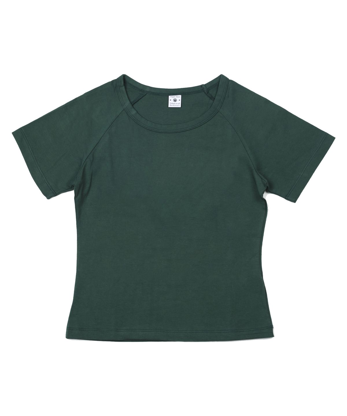 히피하우스(HIPPIE HAUS) Green Raglan Core essential curve t-shirt
