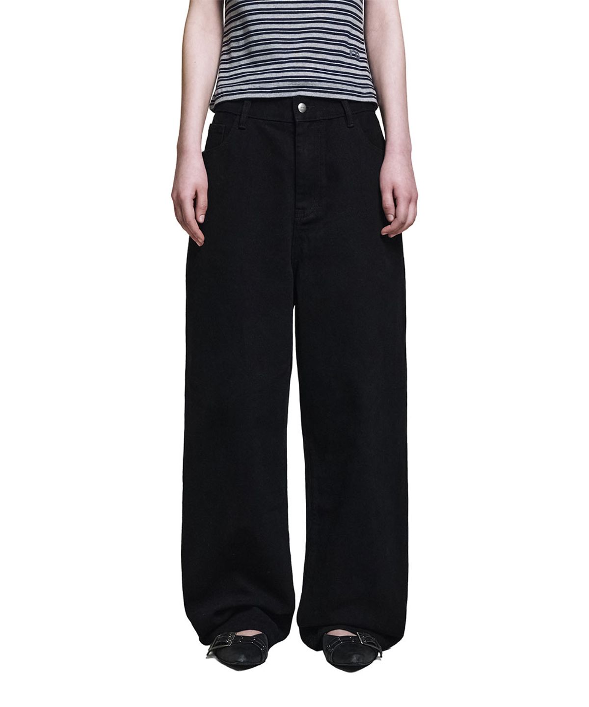 로타입(ROUGHTYPE) Drop Crotch Cotton Pants - Black