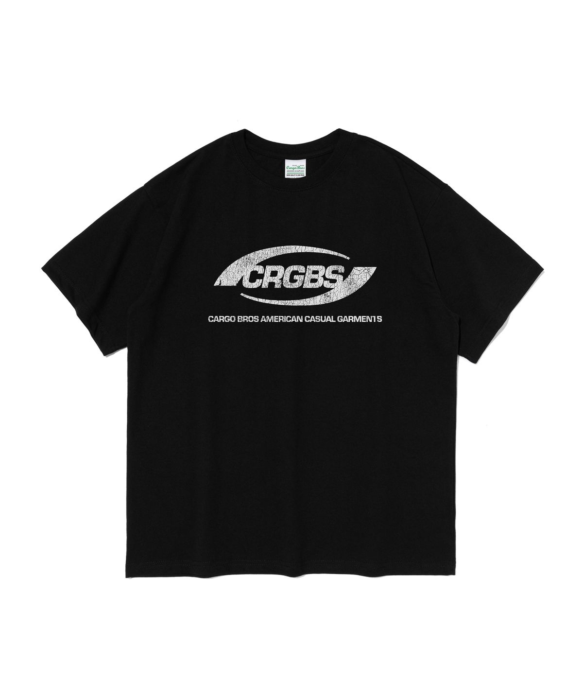 카고브로스(CARGOBROS) (빅사이즈) 오버 박스 로고 반팔티 (크랙-블랙)