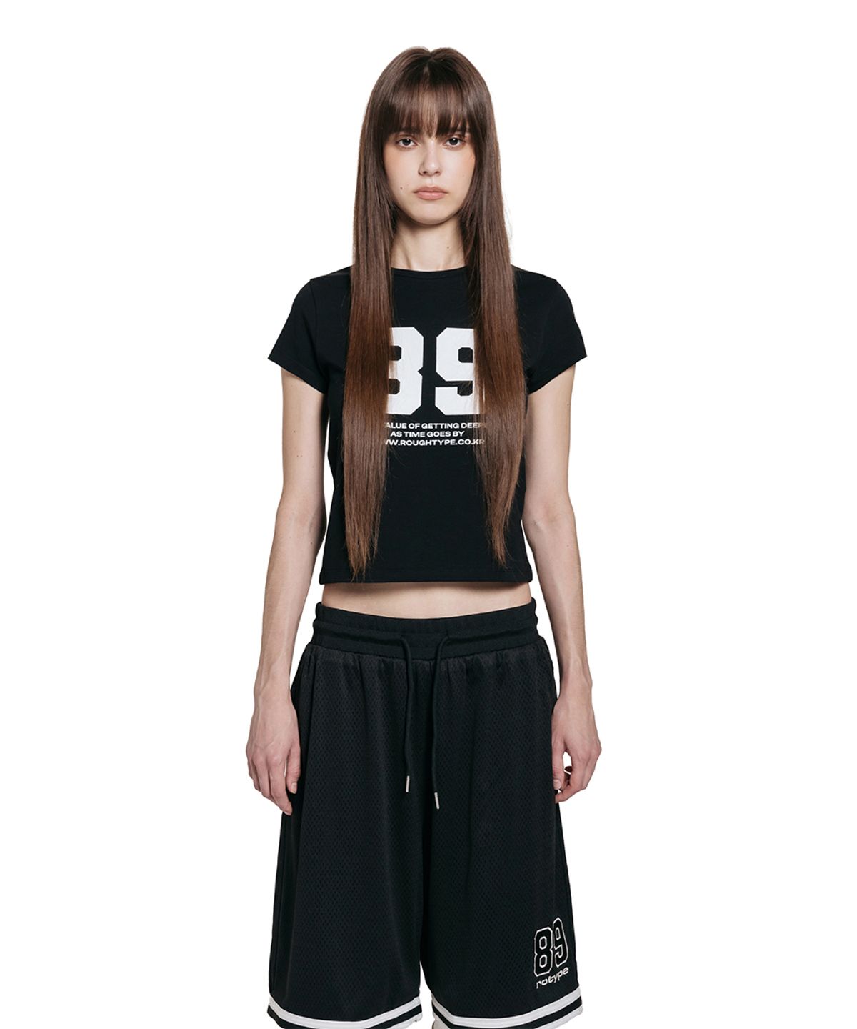 로타입(ROUGHTYPE) 89 Crop Short-sleeved Shirt - Black