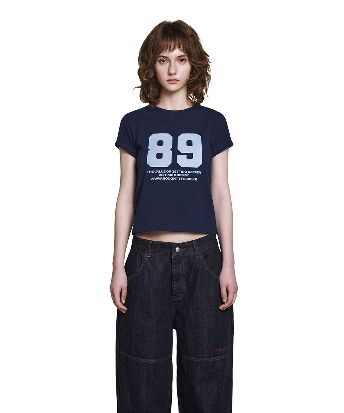 로타입(ROUGHTYPE) 89 Crop Short-sleeved Shirt - Navy