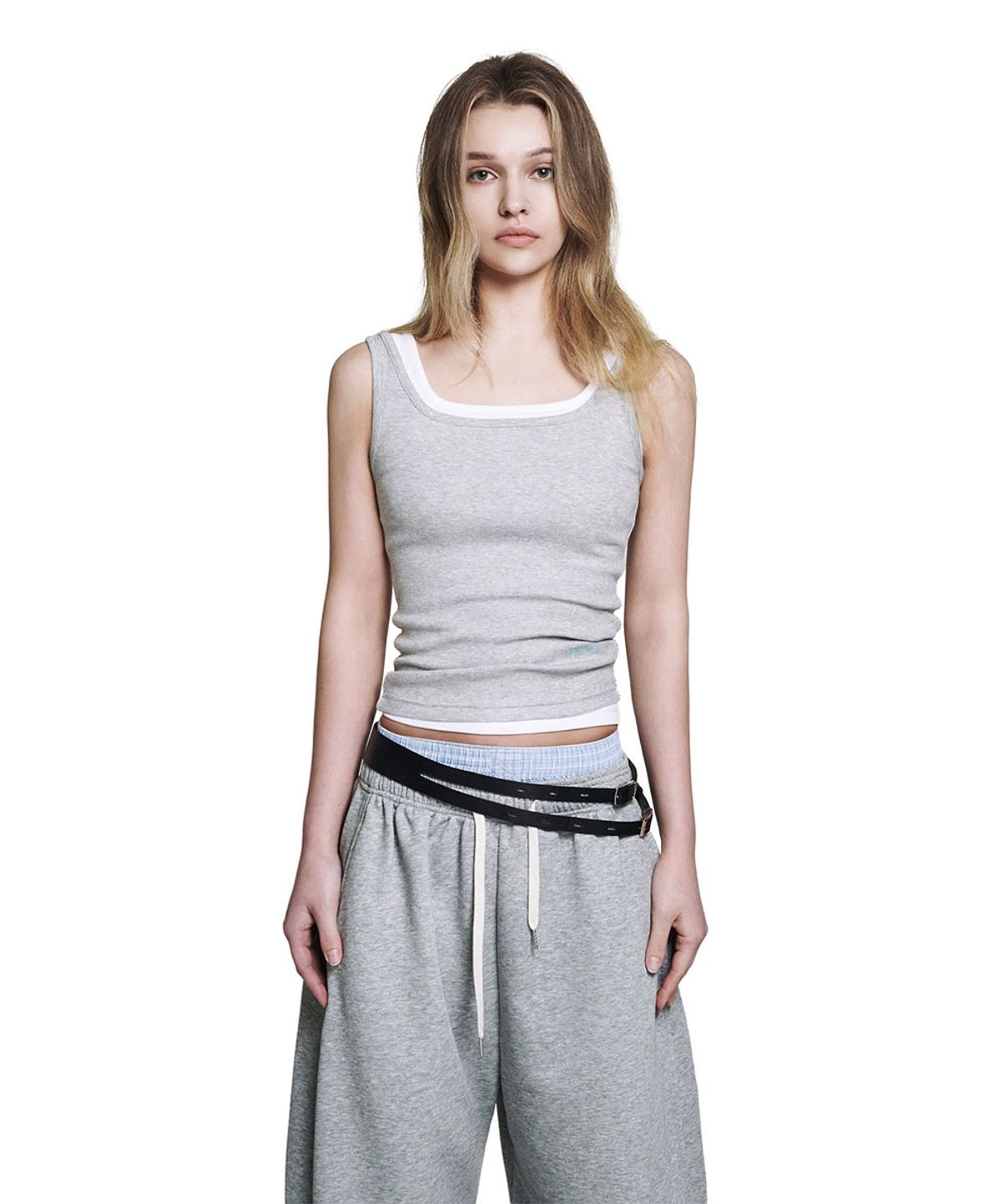 로타입(ROUGHTYPE) Basic Layered Sleeveless - Gray