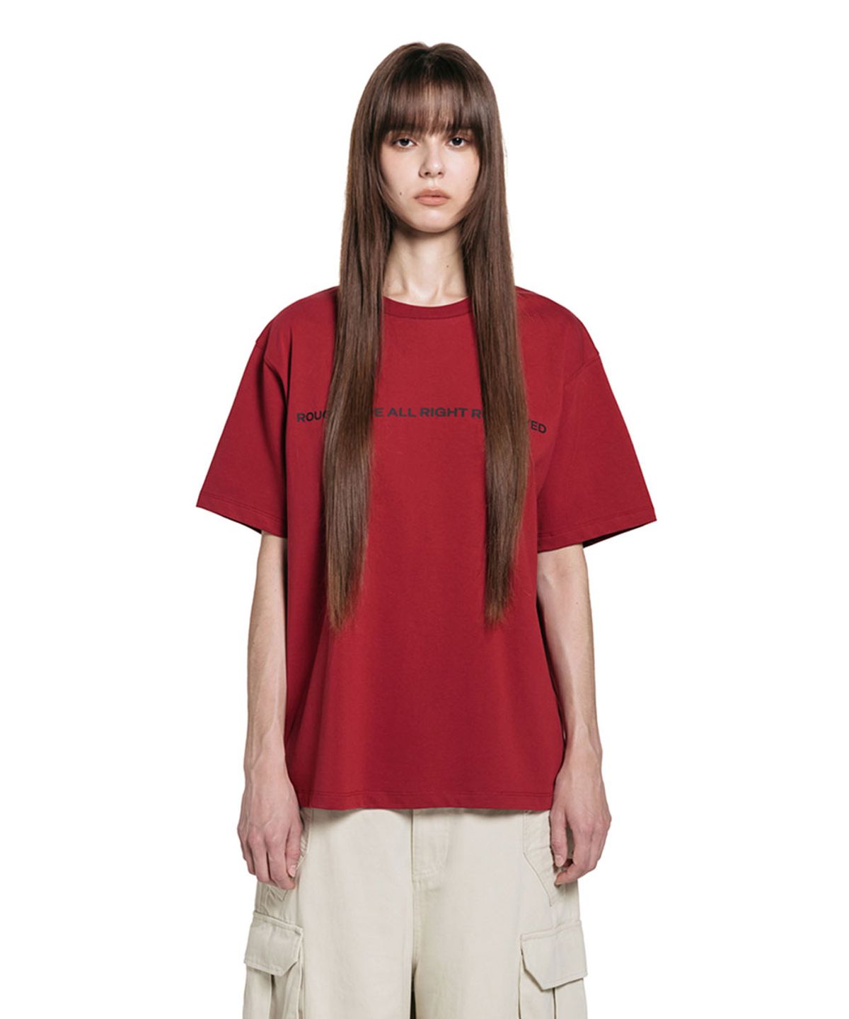 로타입(ROUGHTYPE) Color Over Fit Short Sleeve - Red