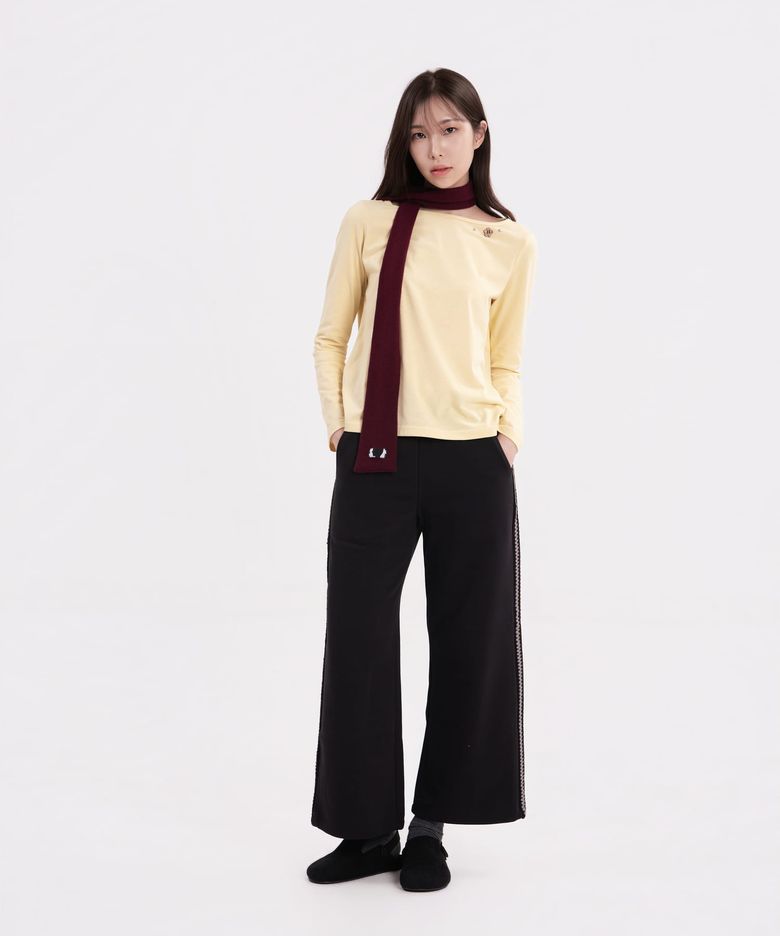 Brushed Straight sweatpants w.Tape Black