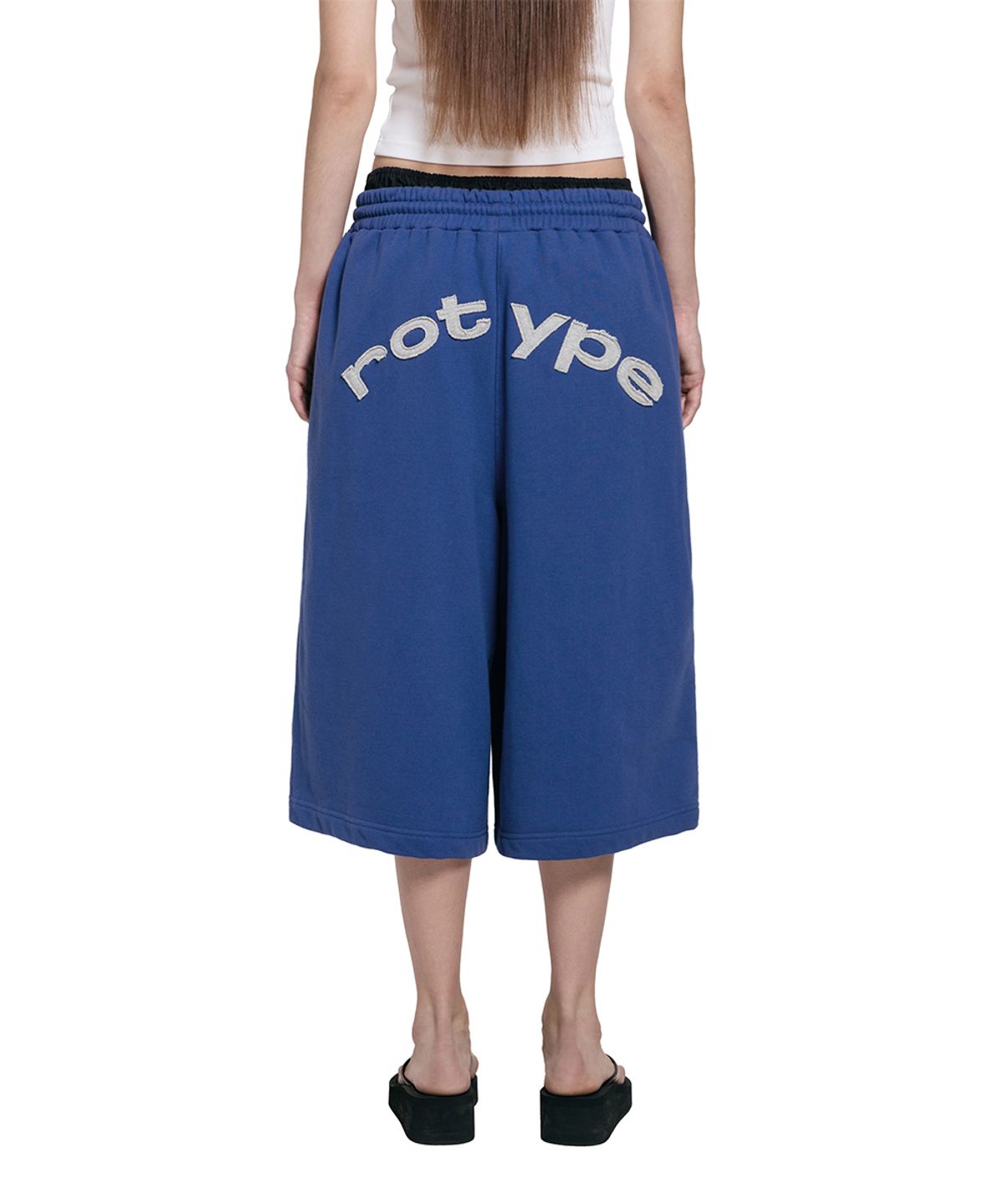 로타입(ROUGHTYPE) Overline Patch Bermuda Sweatpants - Blue