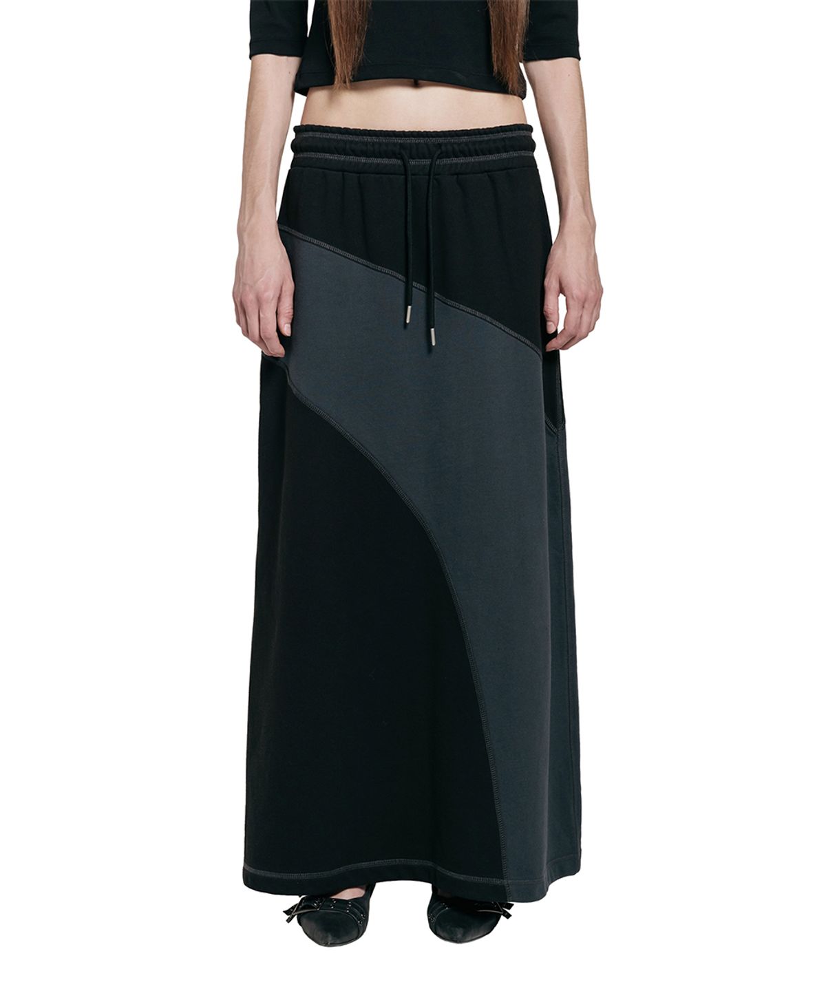 로타입(ROUGHTYPE) Flux Panel Skirt - Black