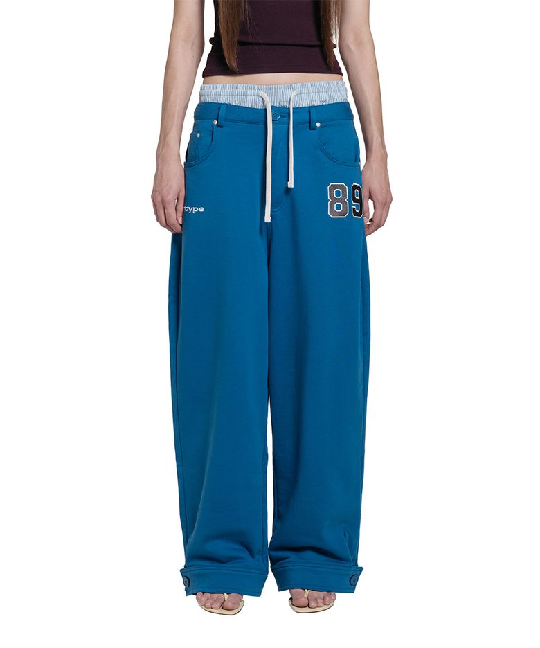 Balloon-fit Patch Sweatpants - Blue