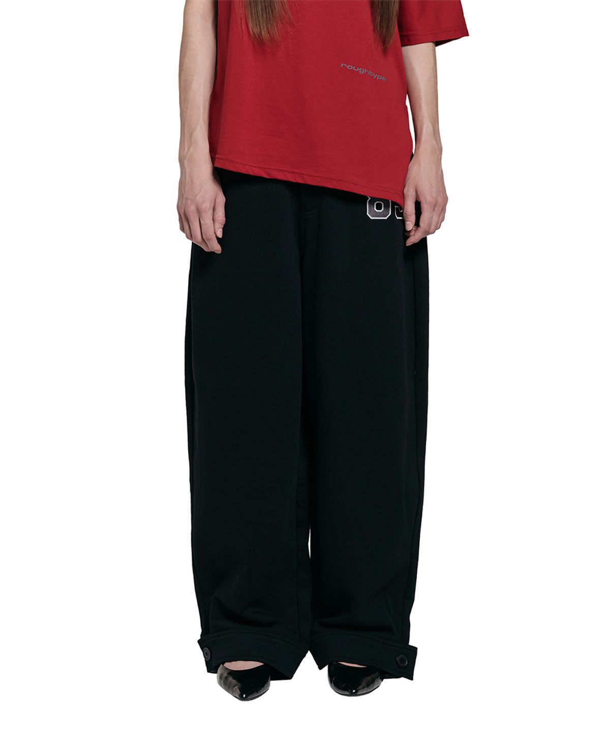 로타입(ROUGHTYPE) Balloon-fit Patch Sweatpants - Black