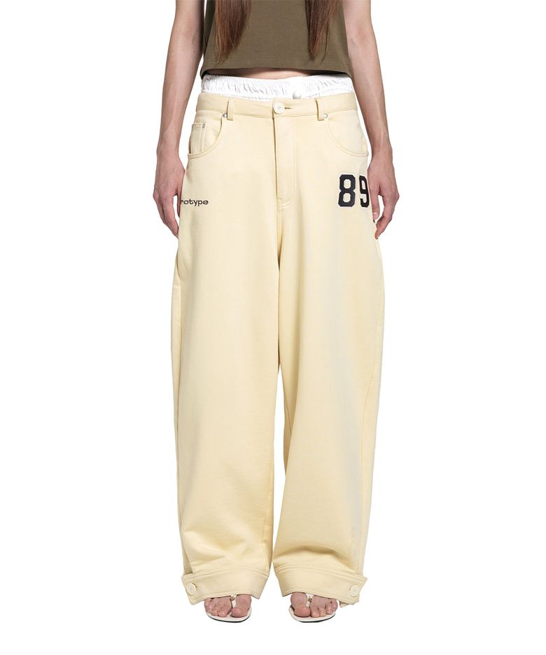 Balloon-fit Patch Sweatpants - Butter