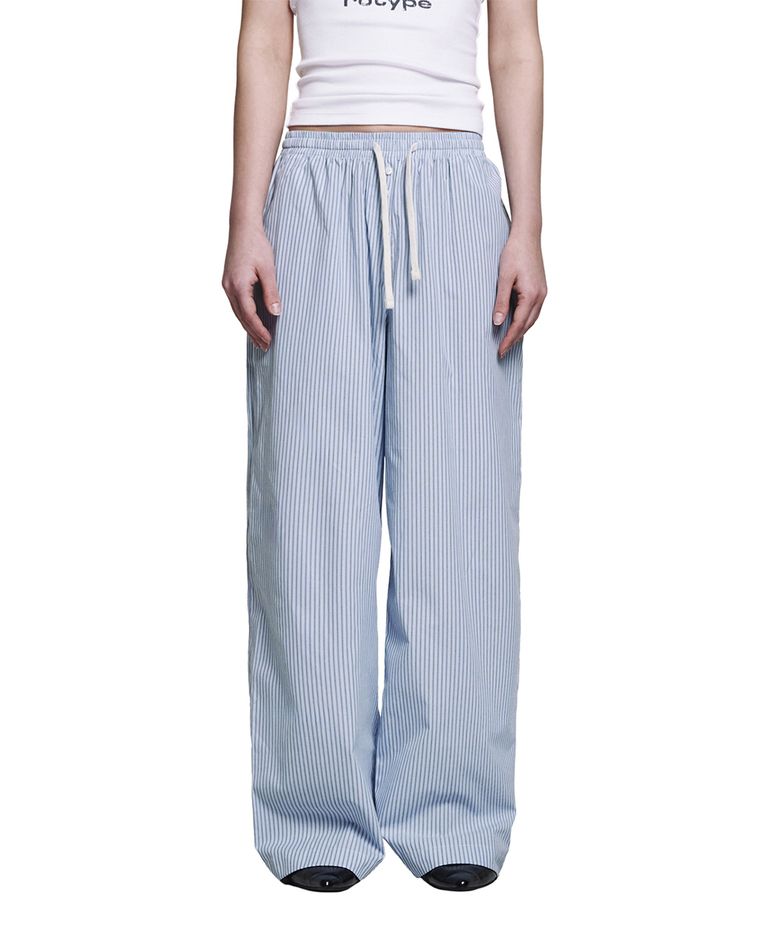 Button Stripe Pants - Sky blue