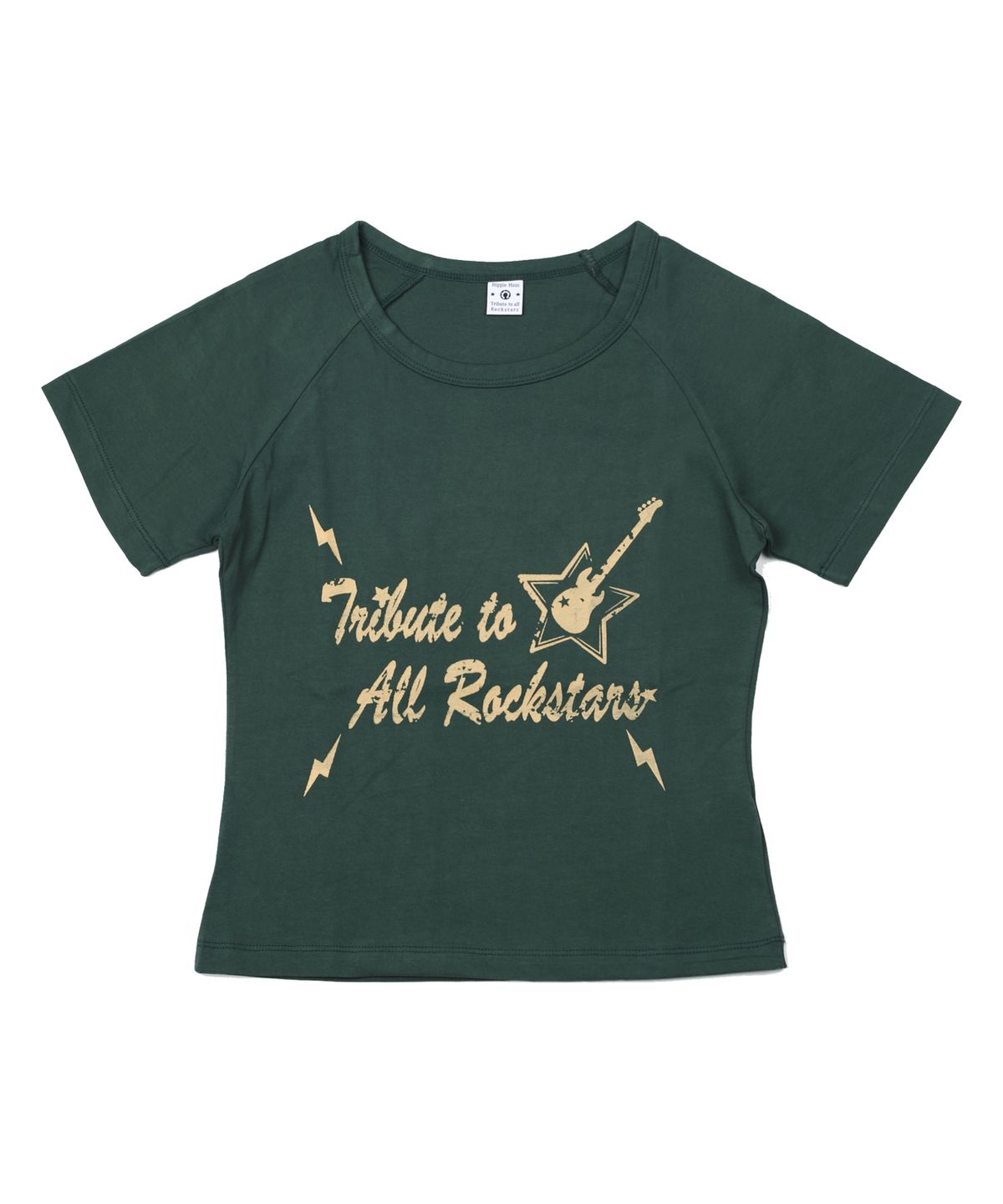 히피하우스(HIPPIE HAUS) Tribute To All Bassists Raglan Core essential curve t-shirt - Green