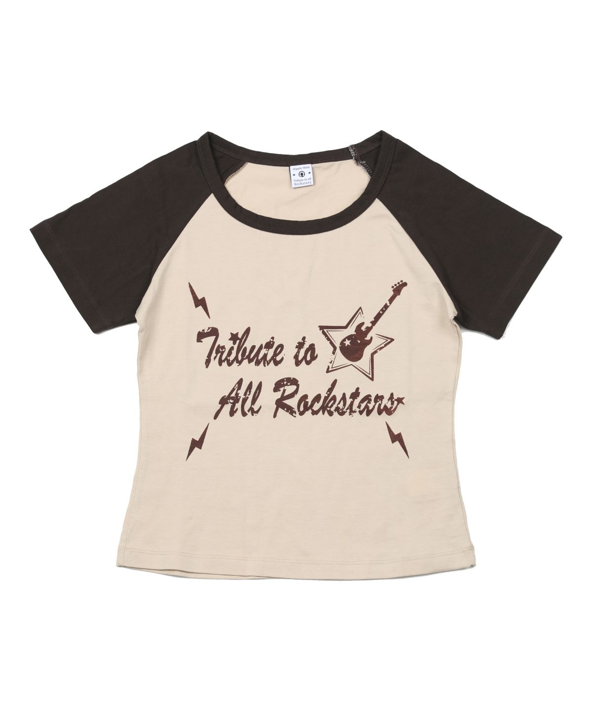 히피하우스(HIPPIE HAUS) Tribute To All Bassists Raglan Core essential curve t-shirt - Beige&Brown