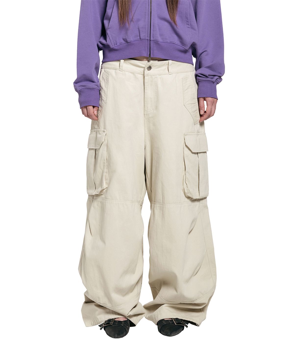 로타입(ROUGHTYPE) Washed Cargo Cotton Pants - Ivory