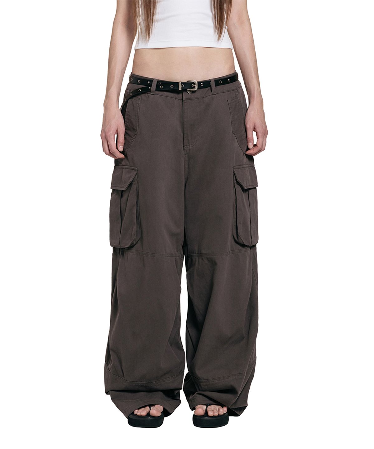 로타입(ROUGHTYPE) Washed Cargo Cotton Pants - Charcoal