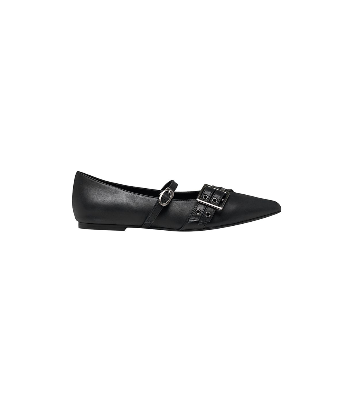 로타입(ROUGHTYPE) Buckle-line Slingback Shoes - Black