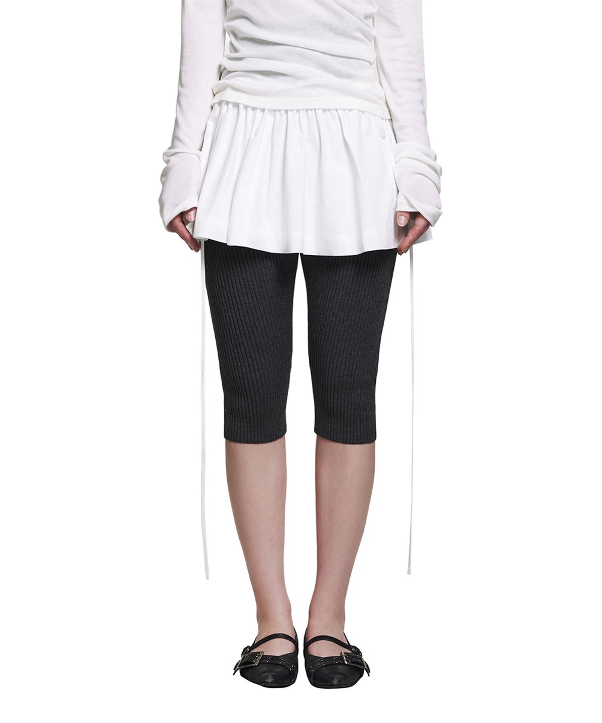 로타입(ROUGHTYPE) Snap Point Layered Skirt - White