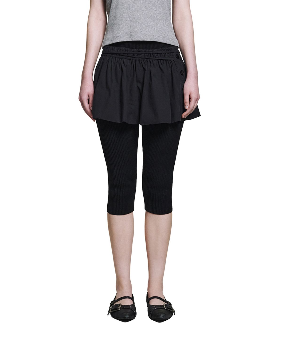 로타입(ROUGHTYPE) Snap Point Layered Skirt - Black