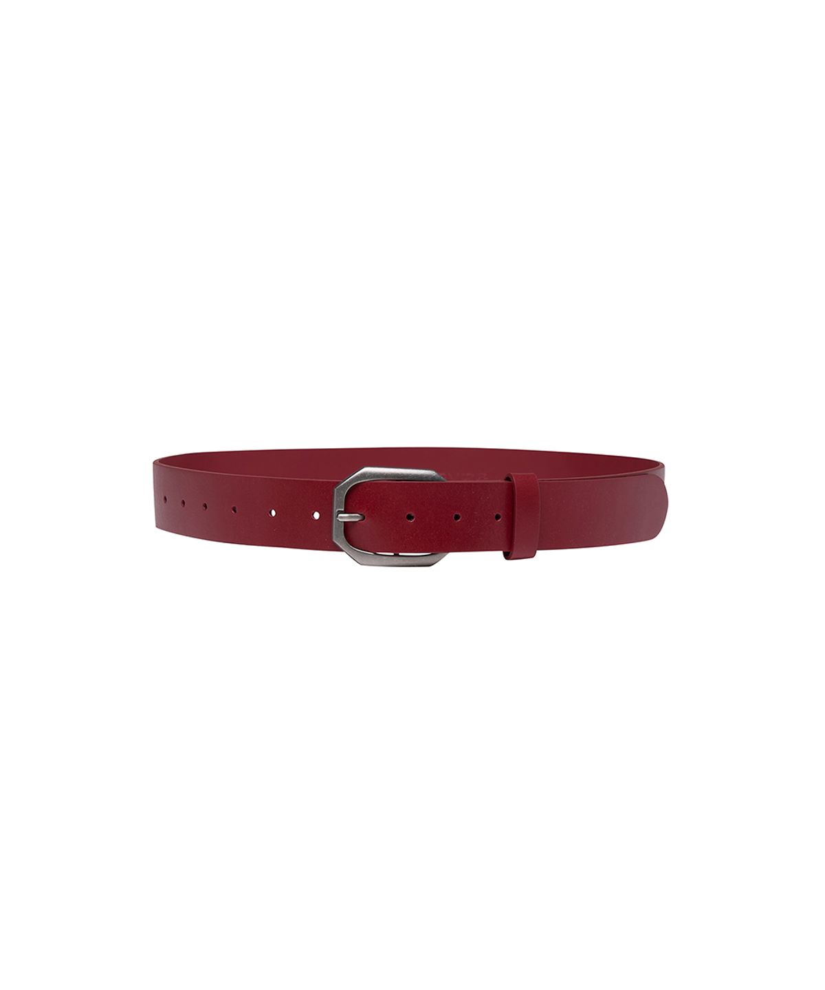 로타입(ROUGHTYPE) Logo Buckle Red Leather Belt - Red