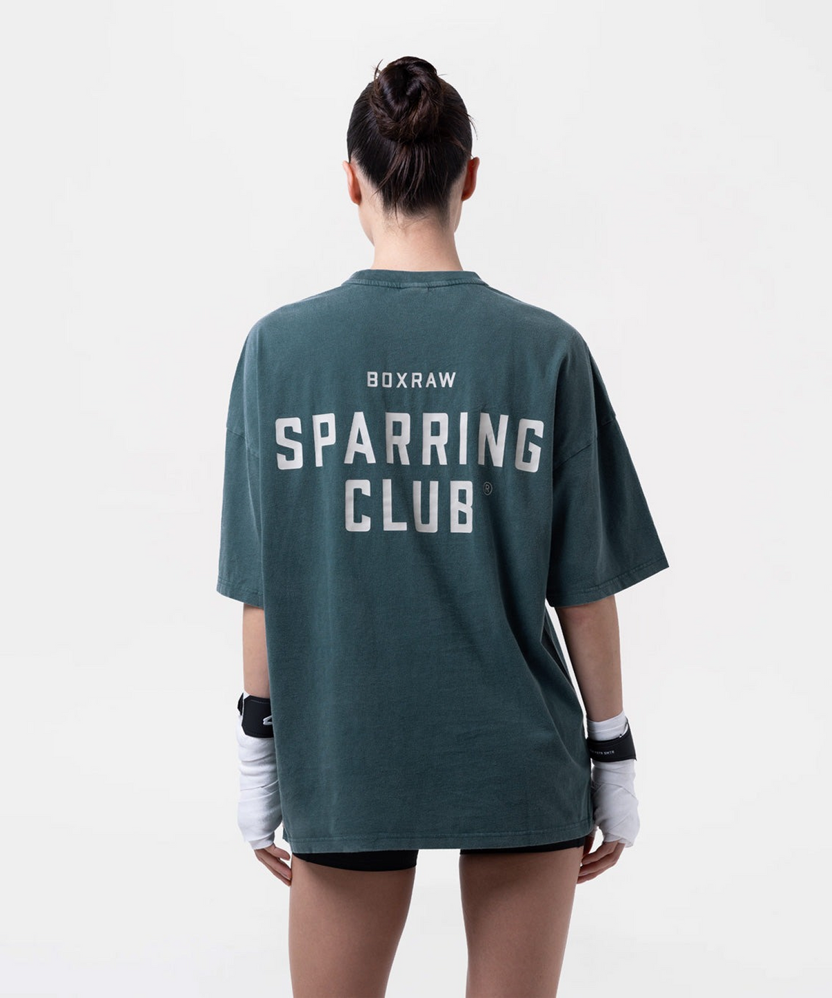 복스로(BOXRAW) 스파링 클럽 오버사이즈 티셔츠 - 여성 W BXRW-SPCLT-W [워시드 틸]
