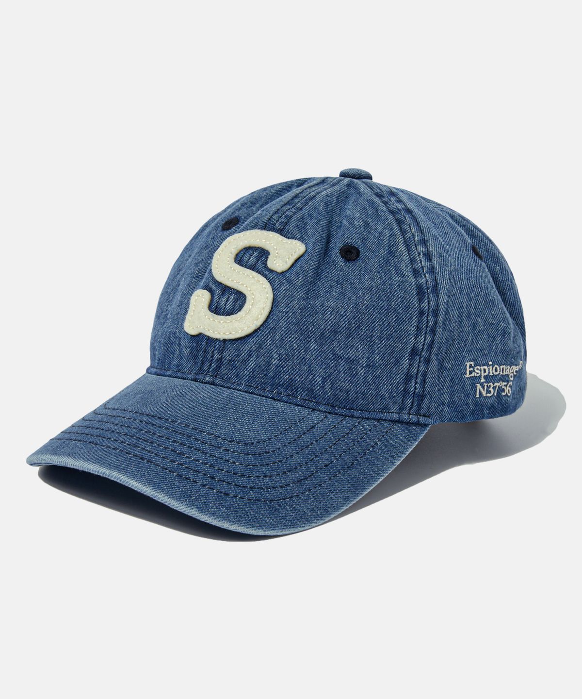 에스피오나지(ESPIONAGE) ESP Letter Washed Denim Cap Letter S