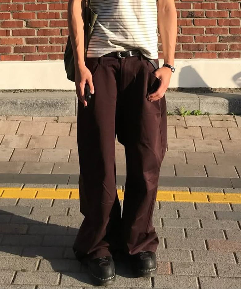 파이어워크 와이드 팬츠_버건디
