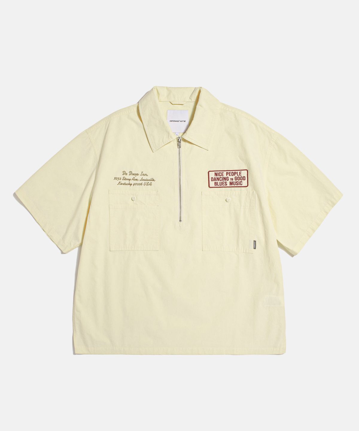 에스피오나지(ESPIONAGE) Blues Music Half Zip Work Shirt Cream