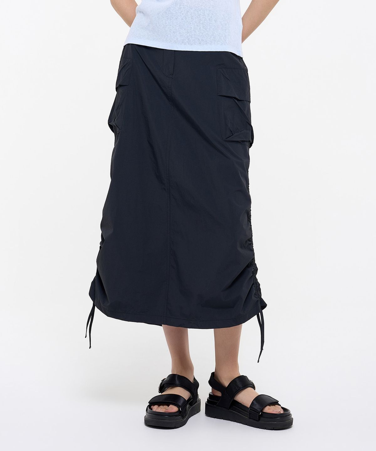 슈퍼드라이(SUPERDRY) 우먼스 나일론 포켓 스커트 블랙 SDFLKCQ42BLK