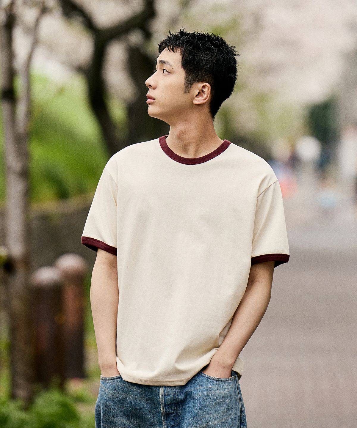 미니멀프로젝트(MINIMALPROJECT) 언더 로그 링거 반팔 티셔츠 MST189 [IVORY]