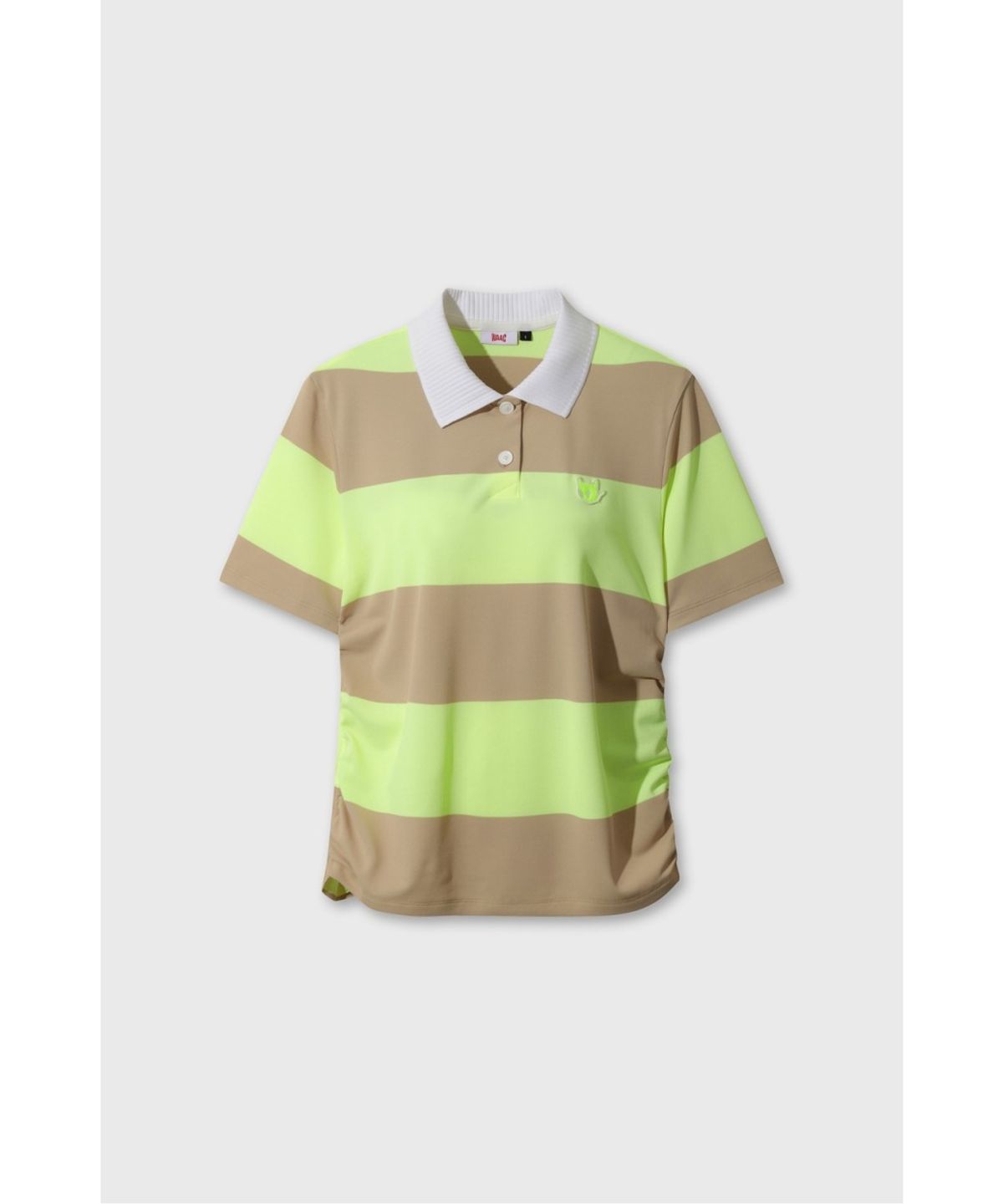 왁(WAAC) Women Side Shirring Stripe Polo WWTCM26303BEX