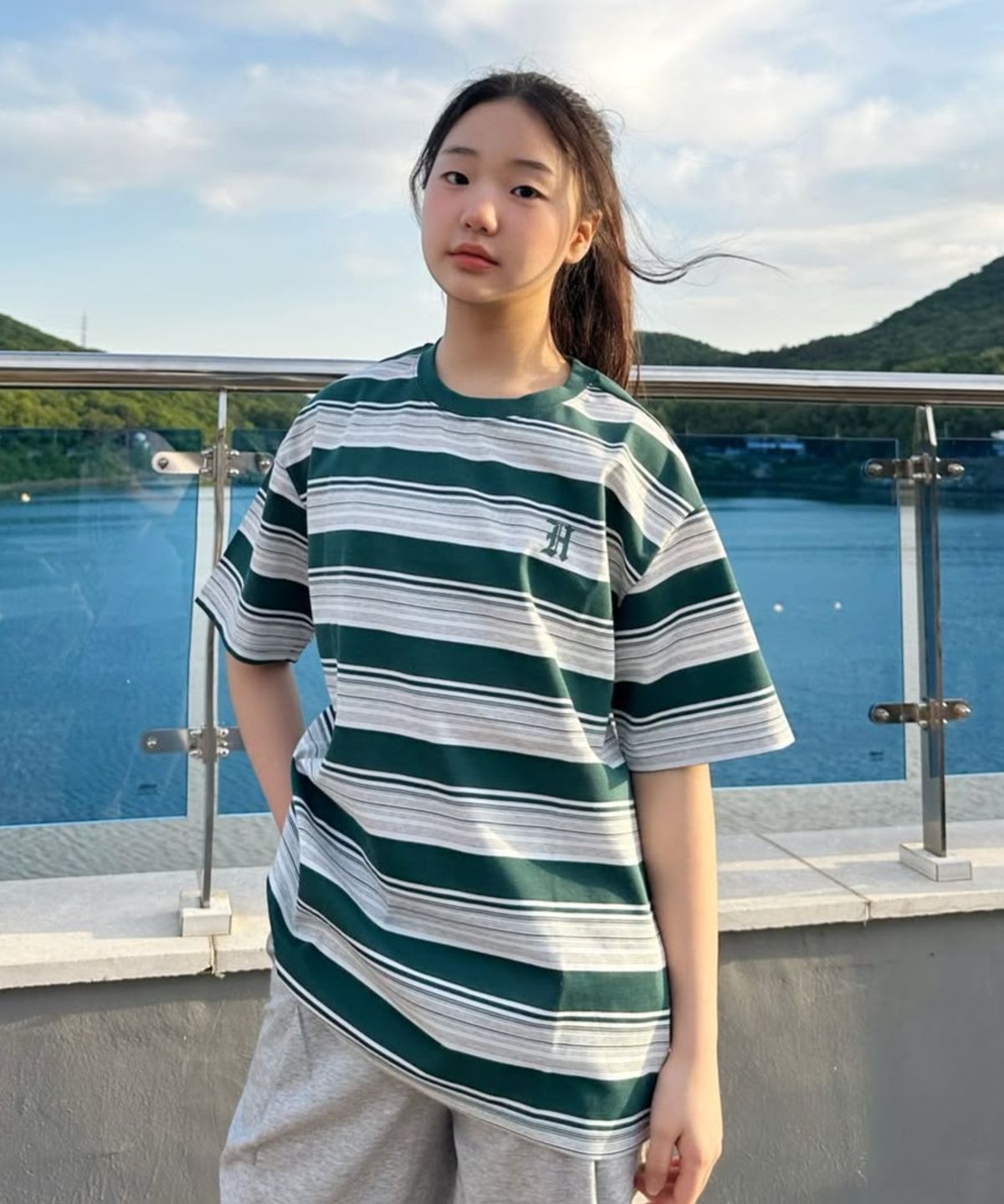 행텐 틴즈(HANGTEN TEENS) 틴즈 멀티 스트라이프 반팔 티셔츠_319(14570-031-410-15)