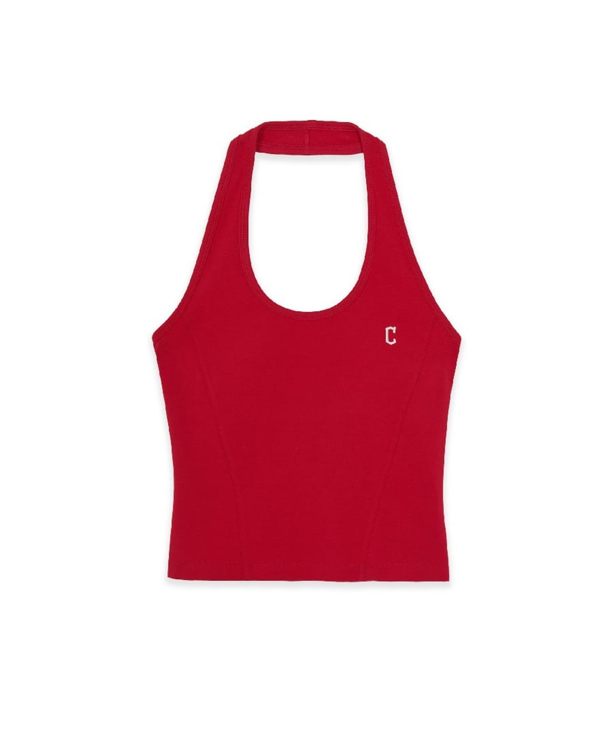 엠엘비(MLB) 여성 홀터넥 나시 티셔츠 CLE (Neon Red)