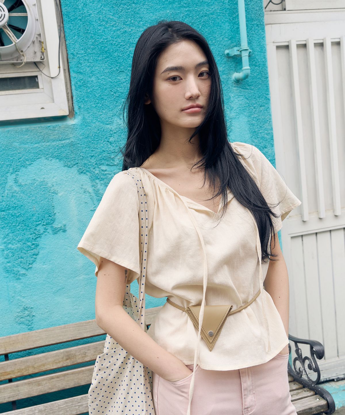 줄리아페페(JULIAPEPE) [2PACK] String Shirring Blouse (3color)