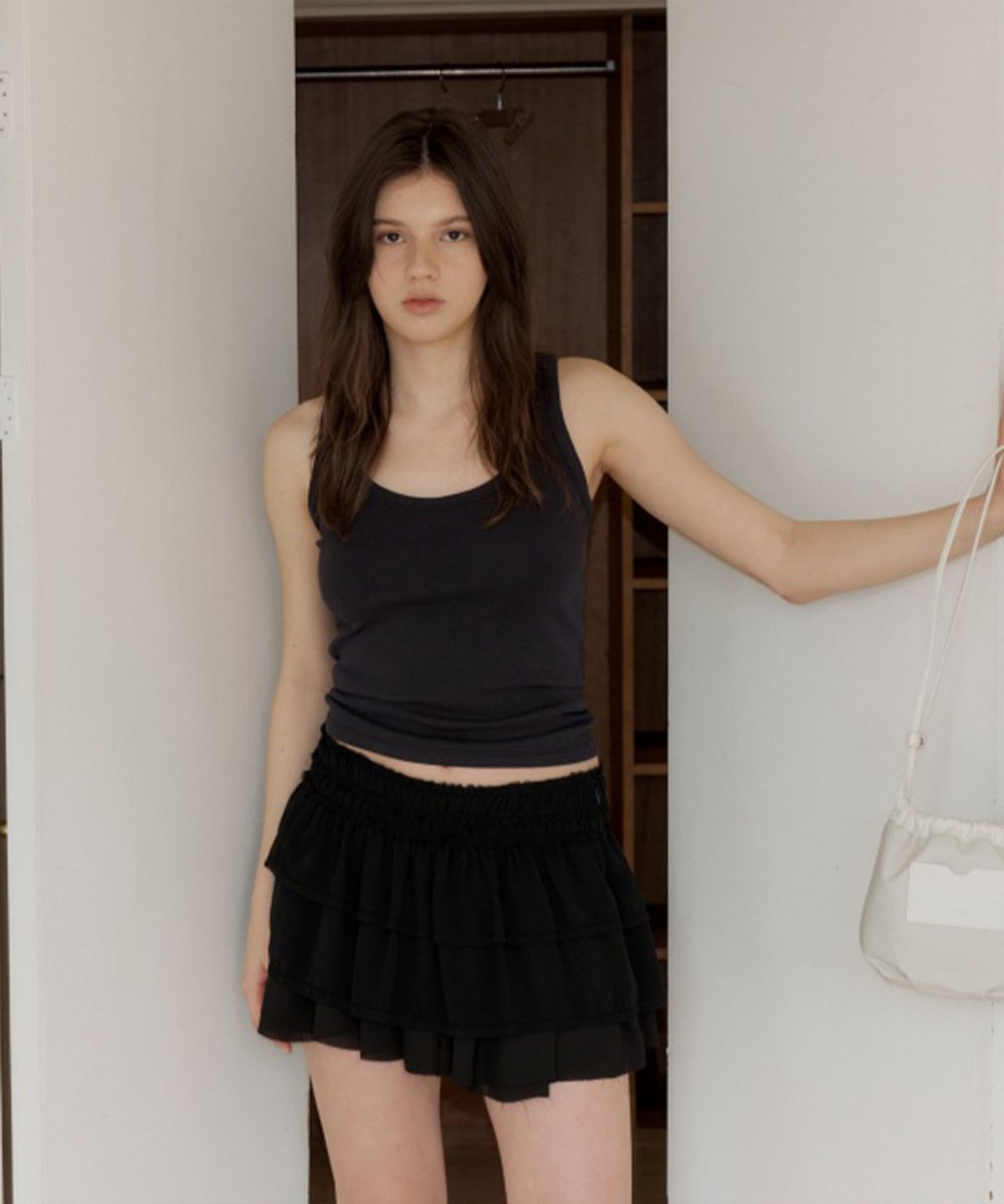 108파운드(108POUND) Tiered Frill Skirt_Black