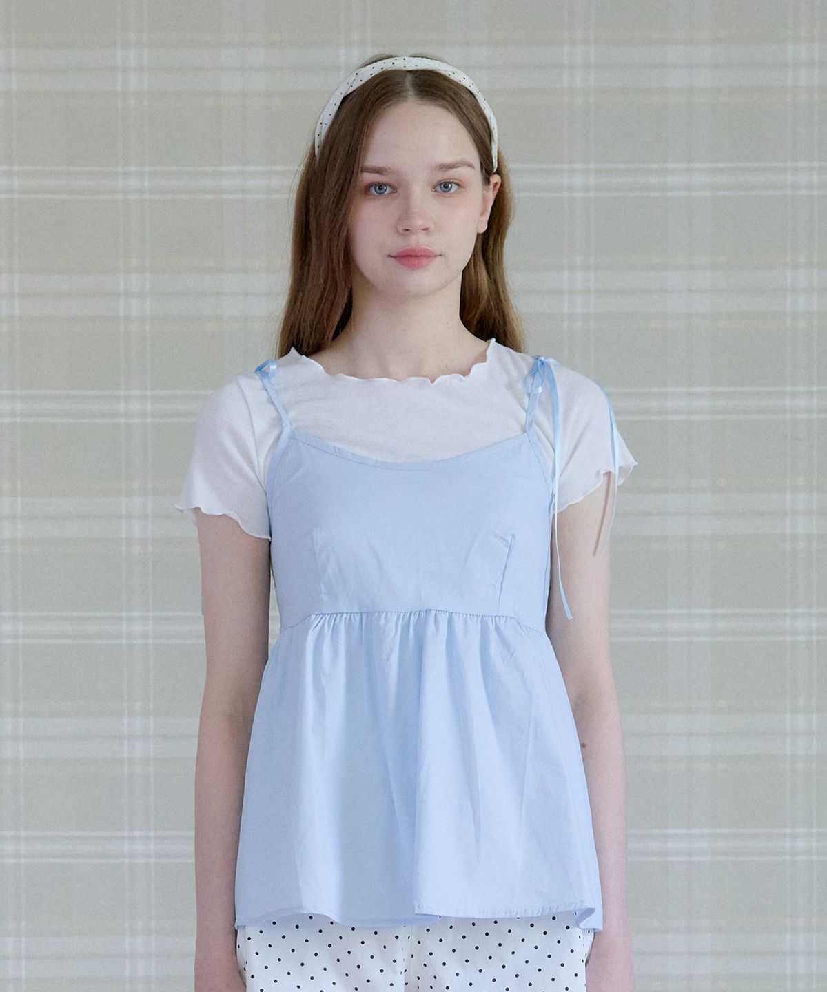 핑크파인애플(PINK PINEAPPLE) SOFT MILD SHIRRED BUSTIER_SKY BLUE
