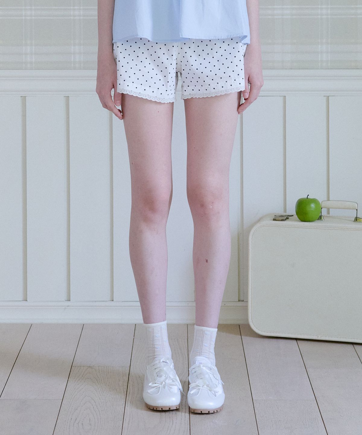 핑크파인애플(PINK PINEAPPLE) DARLING DOT HALF PANTS_WHITE