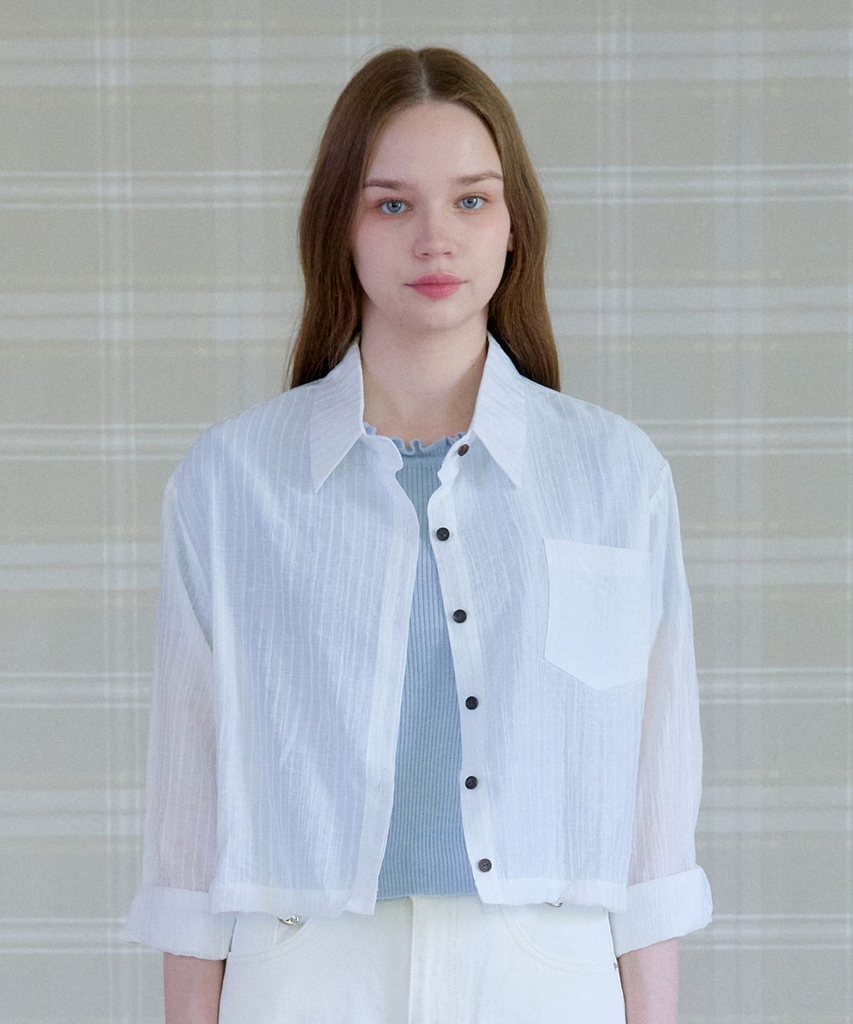 핑크파인애플(PINK PINEAPPLE) SHEER WRINKLE SHIRT_WHITE